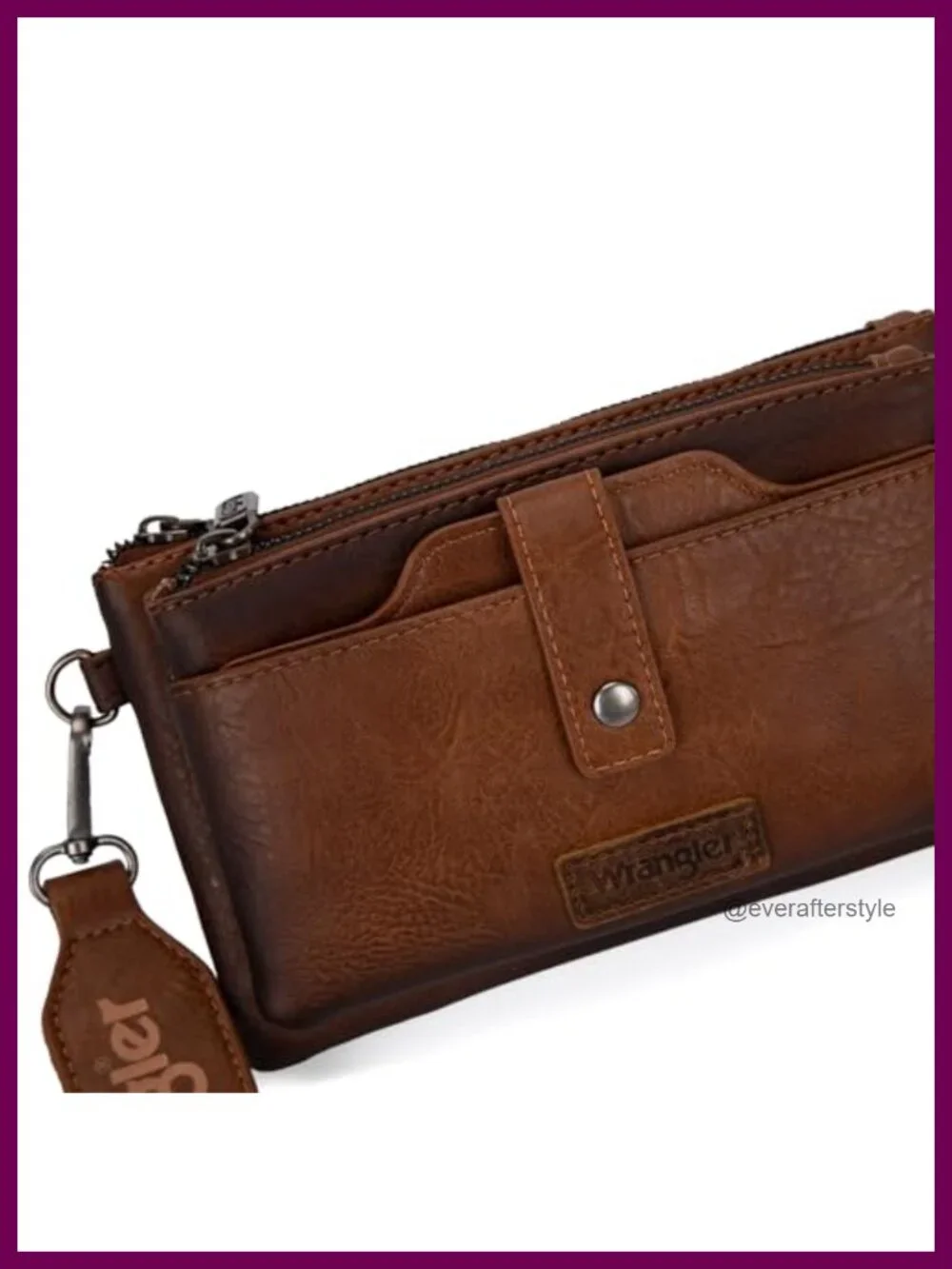 Vegan Leather Crossbody Wallet Card Holder Double Zipper